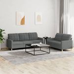 Casa si Gradina - Mobilier - Seturi de mobilier - Seturi living - Set de canapele cu perne, 2 piese, gri inchis, textil - Infinity.ro