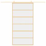 Casa si Gradina - Constructii - Usi interior, exterior si garaj - Usi garaj - Usa glisanta, auriu, 102,5x205 cm, sticla ESG mata si aluminiu - Infinity.ro