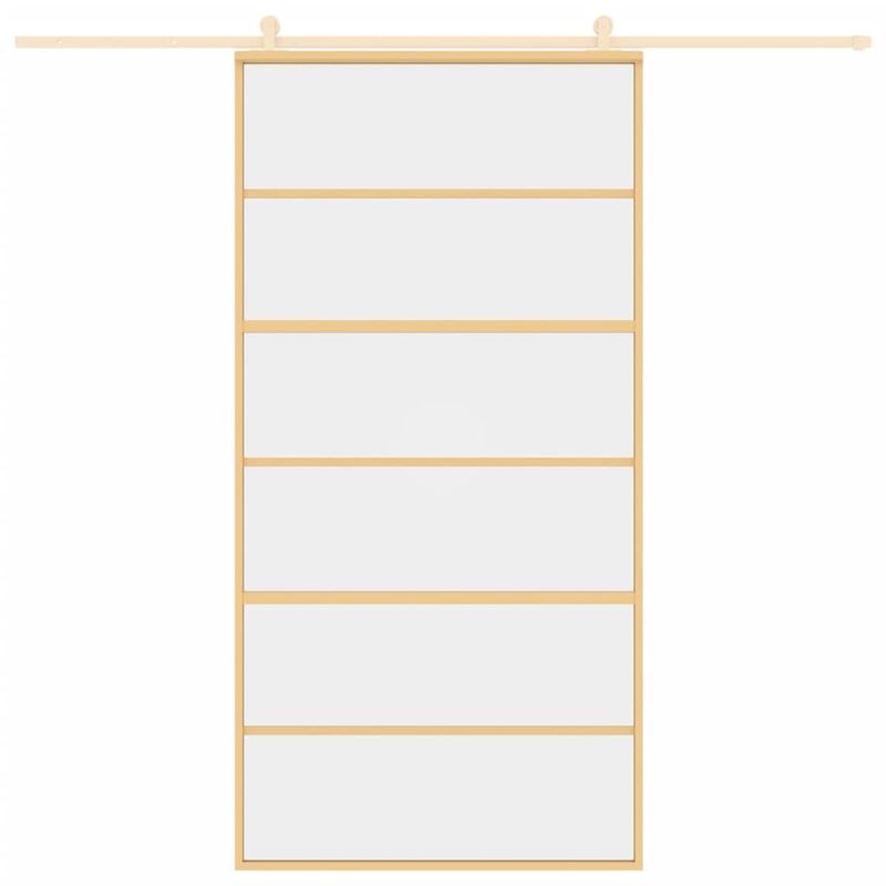 Casa si Gradina - Constructii - Usi interior, exterior si garaj - Usi garaj - Usa glisanta, auriu, 102,5x205 cm, sticla ESG mata si aluminiu - Infinity.ro