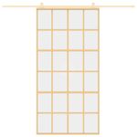 Casa si Gradina - Constructii - Usi interior, exterior si garaj - Usi garaj - Usa glisanta, auriu, 102,5x205 cm, sticla ESG mata si aluminiu - Infinity.ro