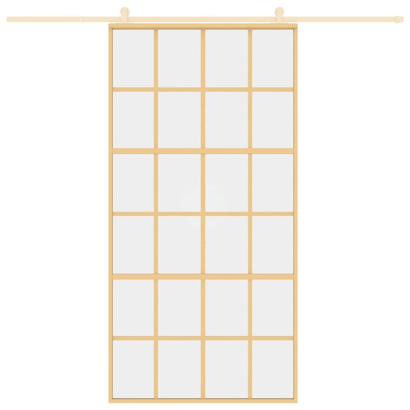 Casa si Gradina - Constructii - Usi interior, exterior si garaj - Usi garaj - Usa glisanta, auriu, 102,5x205 cm, sticla ESG mata si aluminiu - Infinity.ro