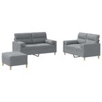 Casa si Gradina - Mobilier - Seturi de mobilier - Seturi living - Set de canapele cu perne, 3 piese, gri deschis, textil - Infinity.ro