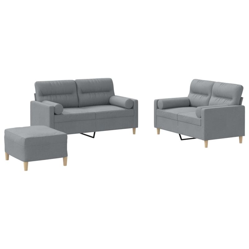 Casa si Gradina - Mobilier - Seturi de mobilier - Seturi living - Set de canapele cu perne, 3 piese, gri deschis, textil - Infinity.ro
