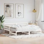 Casa si Gradina - Mobilier - Paturi si accesorii - Paturi - Pat de zi cu extensie, alb, 90x190 cm, lemn masiv de pin - Infinity.ro