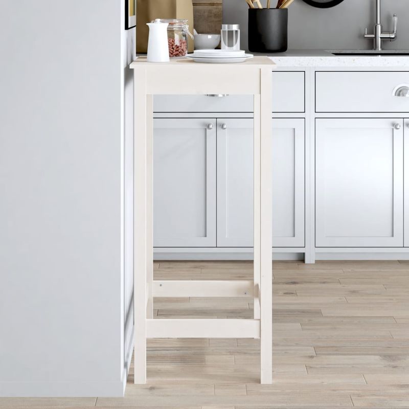 Casa si Gradina - Mobilier - Mese si birouri - Mese bucatarie si dining - Masa de bar, alb, 50x50x110 cm, lemn masiv de pin - Infinity.ro