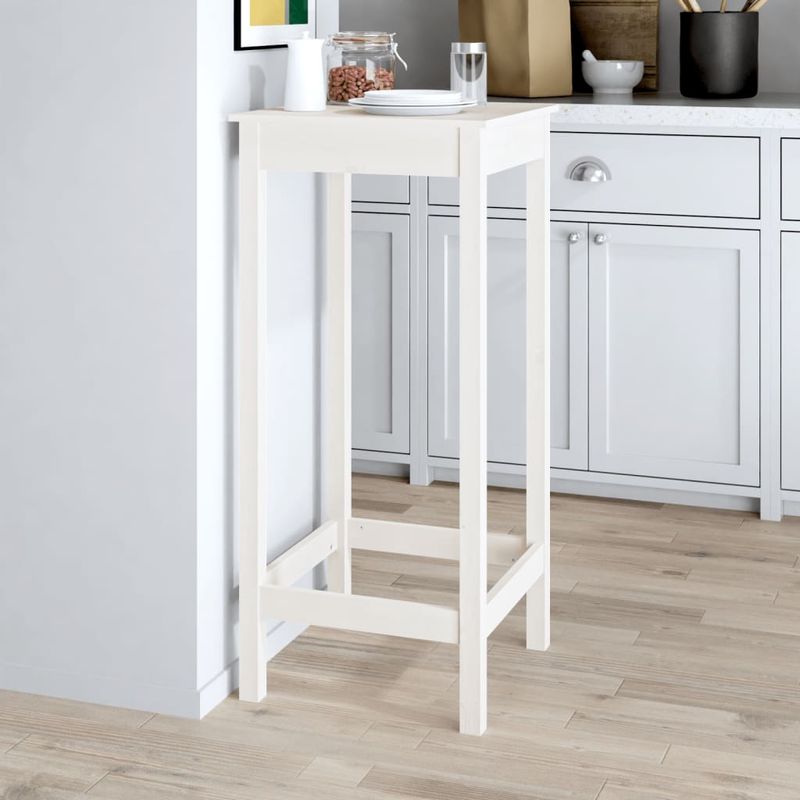 Casa si Gradina - Mobilier - Mese si birouri - Mese bucatarie si dining - Masa de bar, alb, 50x50x110 cm, lemn masiv de pin - Infinity.ro