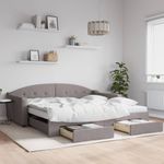 Casa si Gradina - Mobilier - Paturi si accesorii - Paturi - Pat de zi cu extensie si sertare, gri taupe, 100x200 cm, textil - Infinity.ro