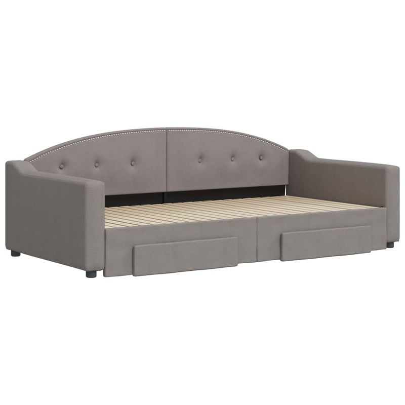 Casa si Gradina - Mobilier - Paturi si accesorii - Paturi - Pat de zi cu extensie si sertare, gri taupe, 100x200 cm, textil - Infinity.ro