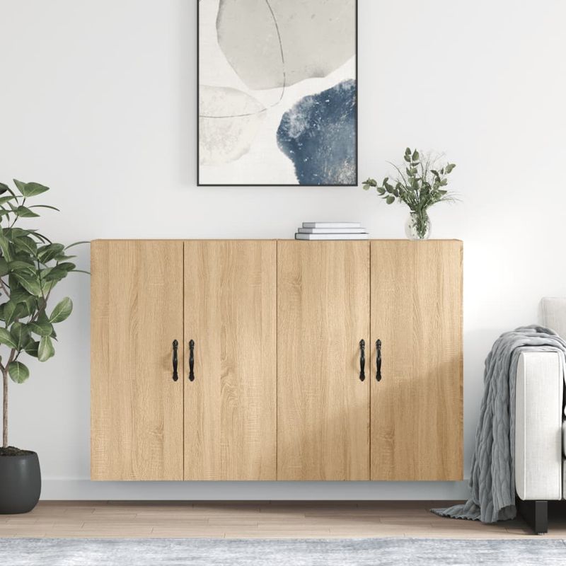 Casa si Gradina - Mobilier - Comode si corpuri - Comode - Dulapuri montate pe perete 2 buc stejar Sonoma, lemn prelucrat - Infinity.ro