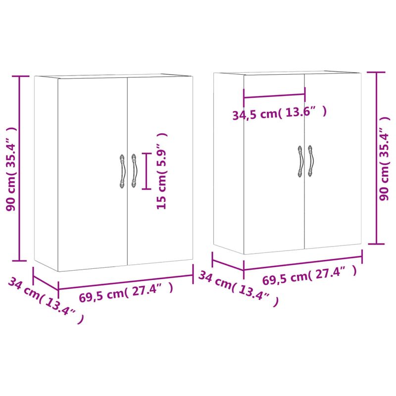 Casa si Gradina - Mobilier - Comode si corpuri - Comode - Dulapuri montate pe perete 2 buc stejar Sonoma, lemn prelucrat - Infinity.ro