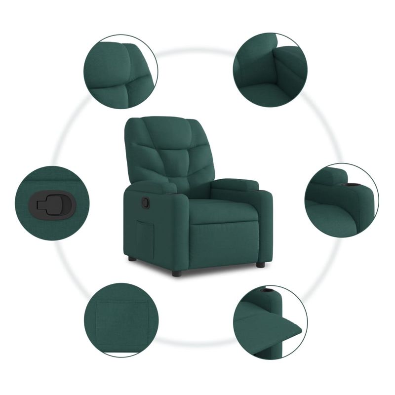 Casa si Gradina - Mobilier - Scaune si fotolii - Fotolii - Fotoliu rabatabil, verde inchis, material textil - Infinity.ro