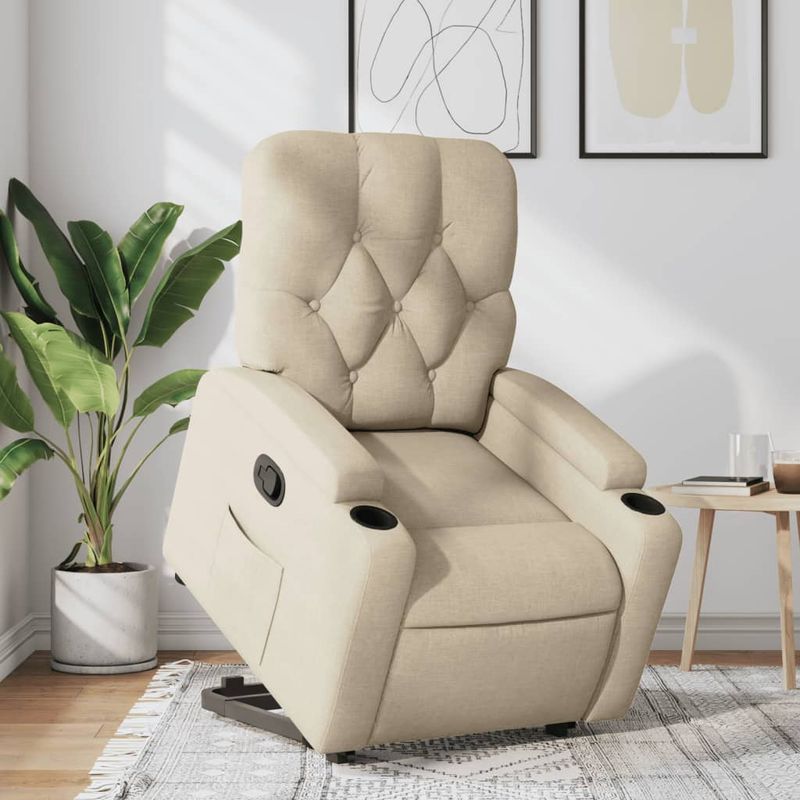 Casa si Gradina - Mobilier - Scaune si fotolii - Fotolii - Fotoliu rabatabil cu ridicare pe verticala, crem, textil - Infinity.ro