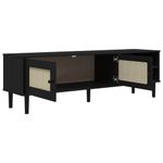 Casa si Gradina - Mobilier - Comode si corpuri - Comode - Comoda TV SENJA aspect ratan negru, 158x40x49cm, lemn masiv pin - Infinity.ro