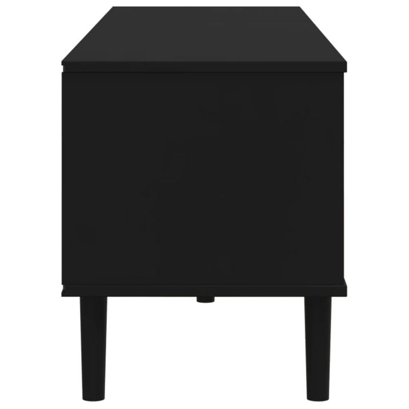 Casa si Gradina - Mobilier - Comode si corpuri - Comode - Comoda TV SENJA aspect ratan negru, 158x40x49cm, lemn masiv pin - Infinity.ro