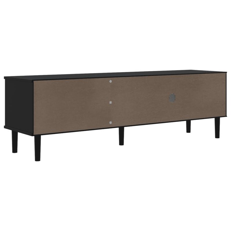 Casa si Gradina - Mobilier - Comode si corpuri - Comode - Comoda TV SENJA aspect ratan negru, 158x40x49cm, lemn masiv pin - Infinity.ro
