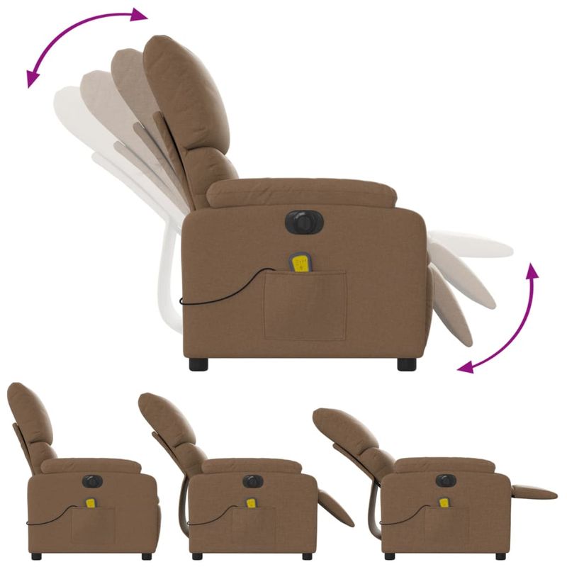 Ingrijire personala si Cosmetice - Sanatate si wellness - Articole wellness - Fotolii de masaj - Fotoliu electric de masaj rabatabil, maro, textil - Infinity.ro