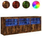 Casa si Gradina - Mobilier - Comode si corpuri - Comode - Servanta cu lumini LED, stejar fumuriu, 181,5x37x67 cm - Infinity.ro