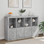 Casa si Gradina - Mobilier - Comode si corpuri - Comode - Servanta cu lumini LED, 3 buc., gri beton, lemn prelucrat - Infinity.ro