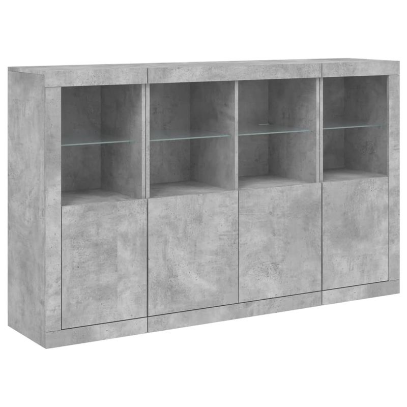Casa si Gradina - Mobilier - Comode si corpuri - Comode - Servanta cu lumini LED, 3 buc., gri beton, lemn prelucrat - Infinity.ro