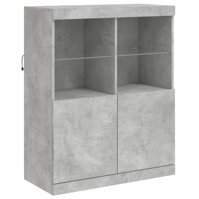 Casa si Gradina - Mobilier - Comode si corpuri - Comode - Servanta cu lumini LED, 3 buc., gri beton, lemn prelucrat - Infinity.ro