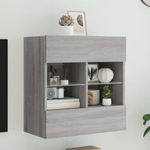 Casa si Gradina - Mobilier - Comode si corpuri - Comode - Comoda TV de perete cu lumini LED, gri sonoma, 58,5x30x60,5 cm - Infinity.ro