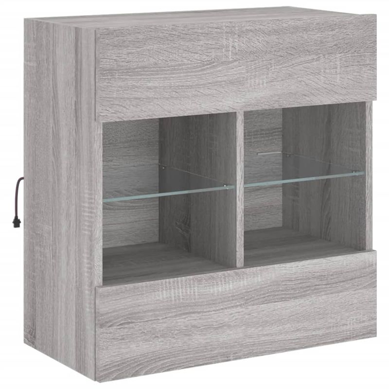 Casa si Gradina - Mobilier - Comode si corpuri - Comode - Comoda TV de perete cu lumini LED, gri sonoma, 58,5x30x60,5 cm - Infinity.ro
