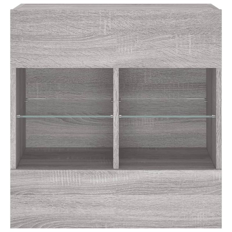 Casa si Gradina - Mobilier - Comode si corpuri - Comode - Comoda TV de perete cu lumini LED, gri sonoma, 58,5x30x60,5 cm - Infinity.ro