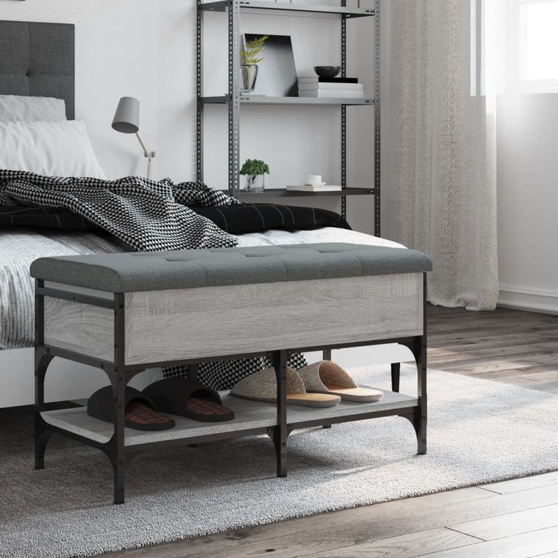 Casa si Gradina - Mobilier - Organizare si depozitare - Bancute - Banca de pantofi, gri sonoma, 82x42x45 cm, lemn prelucrat - Infinity.ro