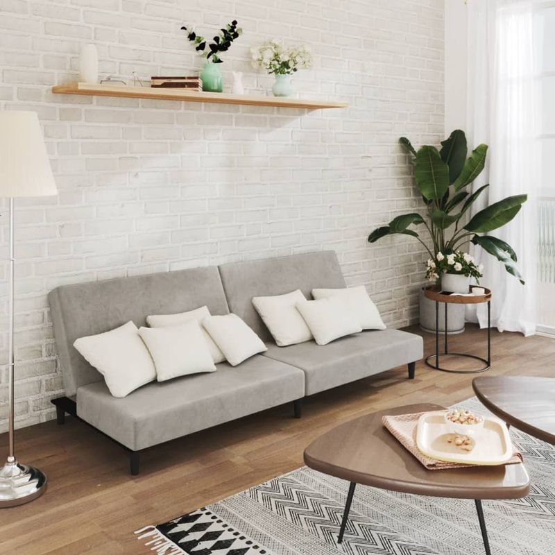 Casa si Gradina - Mobilier - Canapele si coltare - Canapele - Canapea extensibila cu 2 locuri, gri deschis, catifea - Infinity.ro