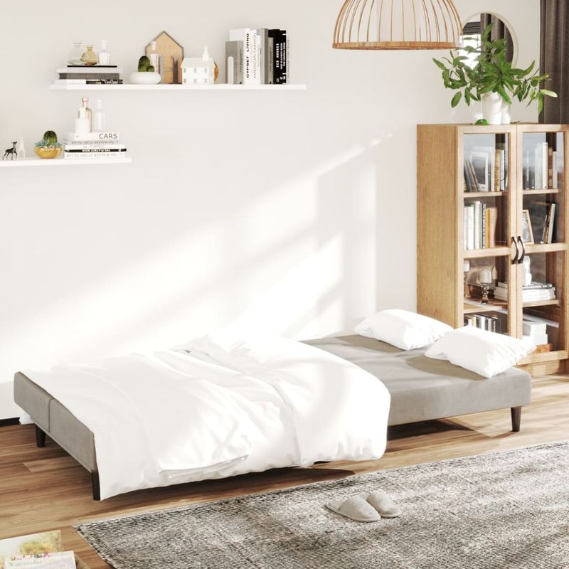 Casa si Gradina - Mobilier - Canapele si coltare - Canapele - Canapea extensibila cu 2 locuri, gri deschis, catifea - Infinity.ro