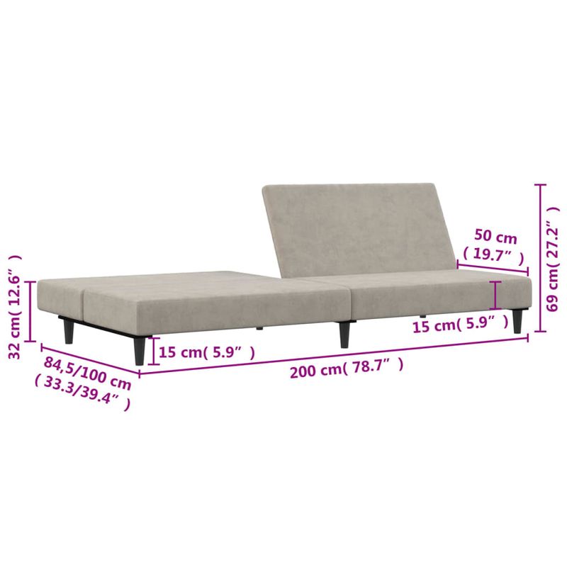 Casa si Gradina - Mobilier - Canapele si coltare - Canapele - Canapea extensibila cu 2 locuri, gri deschis, catifea - Infinity.ro