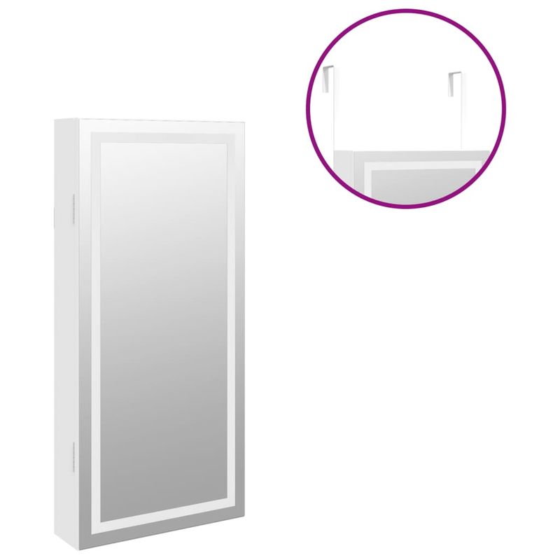 Casa si Gradina - Mobilier - Dulapuri si sifoniere - Dulapuri - Dulap de bijuterii cu oglinda si lumini LED, de perete, alb - Infinity.ro