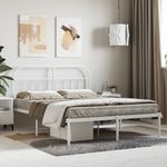 Casa si Gradina - Mobilier - Paturi si accesorii - Paturi - Cadru de pat metalic cu tablie, alb, 140x200 cm - Infinity.ro