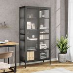 Casa si Gradina - Mobilier - Comode si corpuri - Comode - Dulap inalt, negru, 85x40x180 cm, sticla si otel - Infinity.ro
