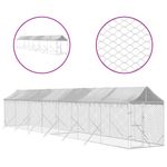 Petshop - Accesorii petshop - Culcusuri si custi - Custi interior si exterior - Padoc exterior cu acoperis argintiu 2x14x2,5 m otel galvanizat - Infinity.ro