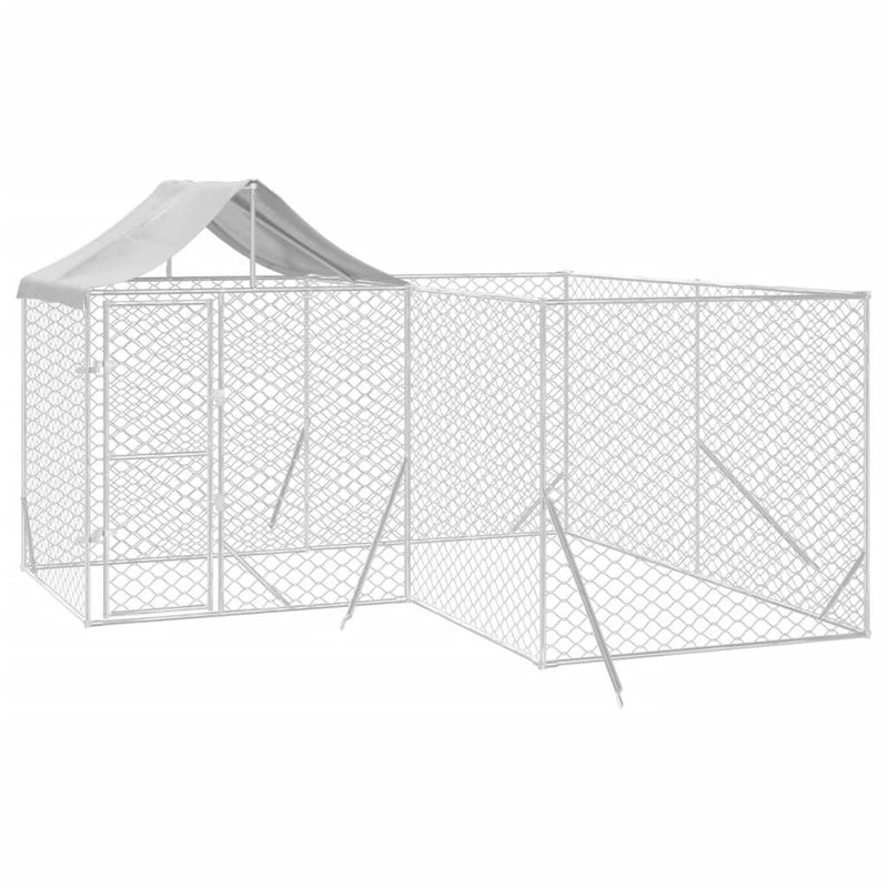 Petshop - Accesorii petshop - Culcusuri si custi - Custi interior si exterior - Padoc exterior cu acoperis argintiu 4x4x2,5 m otel galvanizat - Infinity.ro