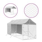 Petshop - Accesorii petshop - Culcusuri si custi - Custi interior si exterior - Padoc de exterior cu acoperis argintiu 2x6x2,5m otel galvanizat - Infinity.ro