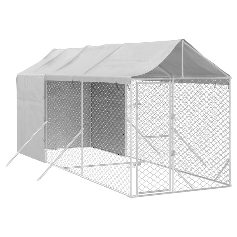 Petshop - Accesorii petshop - Culcusuri si custi - Custi interior si exterior - Padoc de exterior cu acoperis argintiu 2x6x2,5m otel galvanizat - Infinity.ro