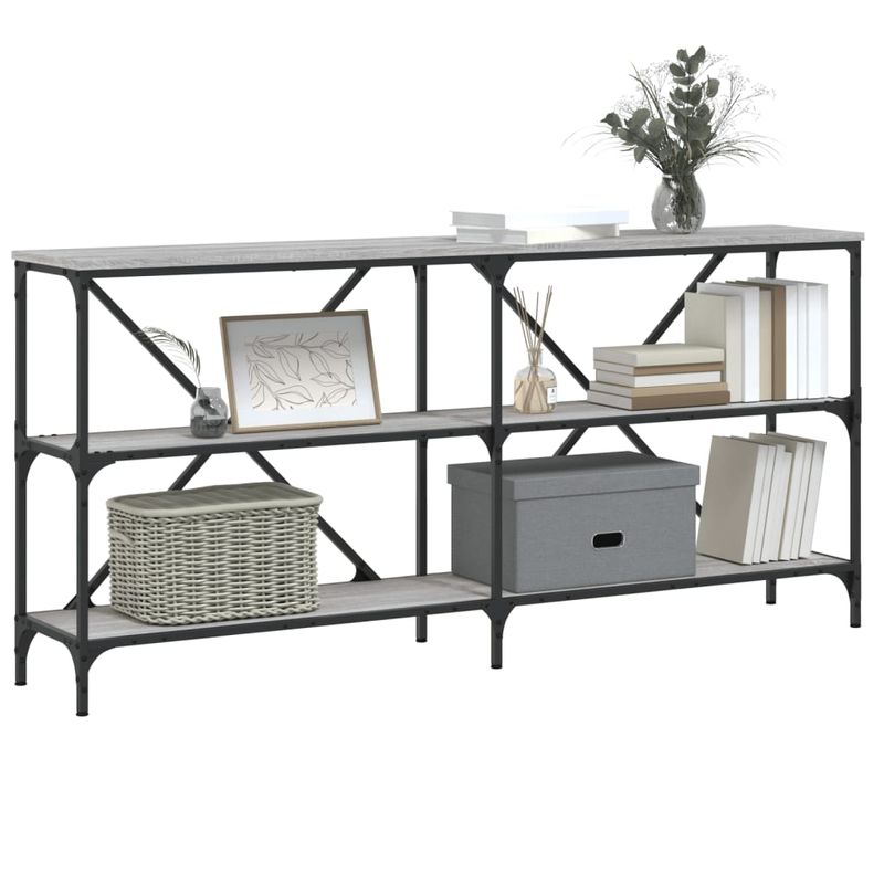 Casa si Gradina - Mobilier - Comode si corpuri - Console - Masa consola, gri sonoma, 160x30x75 cm, lemn prelucrat si fier - Infinity.ro
