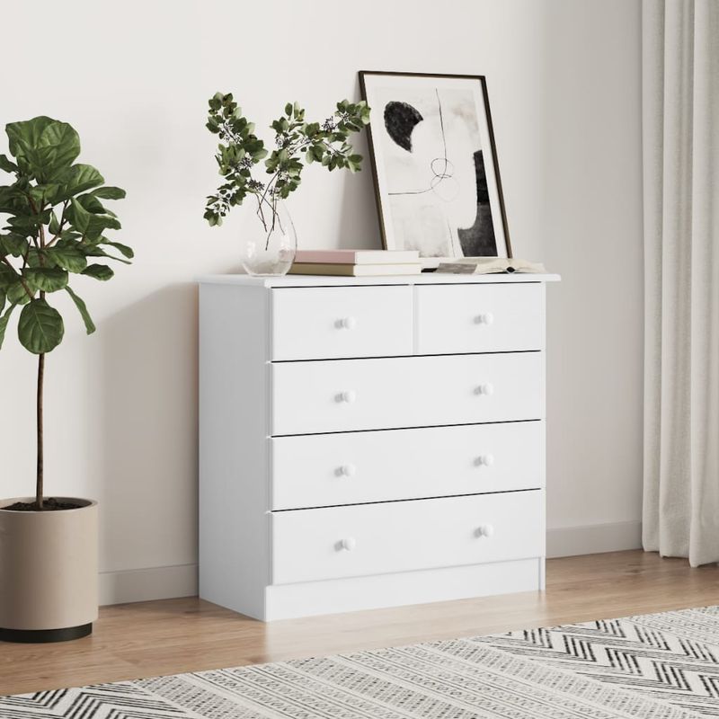 Casa si Gradina - Mobilier - Comode si corpuri - Comode - Comoda cu sertare ALTA, alb, 77x35x73 cm, lemn masiv de pin - Infinity.ro