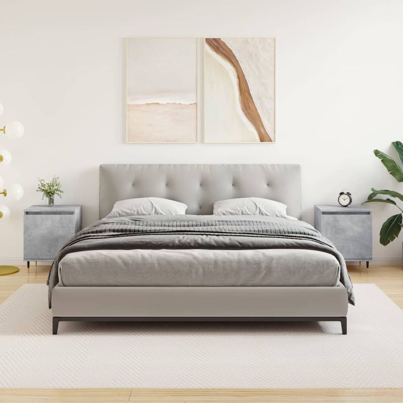 Casa si Gradina - Mobilier - Comode si corpuri - Noptiere - Noptiere, 2 buc., gri beton, 40x30x50 cm, lemn compozit - Infinity.ro