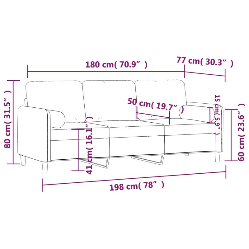 Casa si Gradina - Mobilier - Canapele si coltare - Canapele - Canapea cu 3 locuri cu pernute, negru, 180 cm, catifea - Infinity.ro