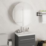 Casa si Gradina - Mobilier - Mobilier baie - Corpuri baie - Dulap de baie cu oglinda rotunda si LED, alb, 47x47x17,5 cm - Infinity.ro