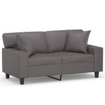 Casa si Gradina - Mobilier - Canapele si coltare - Canapele - Canapea cu 2 locuri cu pernute, gri, 120 cm, piele ecologica - Infinity.ro