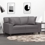 Casa si Gradina - Mobilier - Canapele si coltare - Canapele - Canapea cu 2 locuri cu pernute, gri, 120 cm, piele ecologica - Infinity.ro