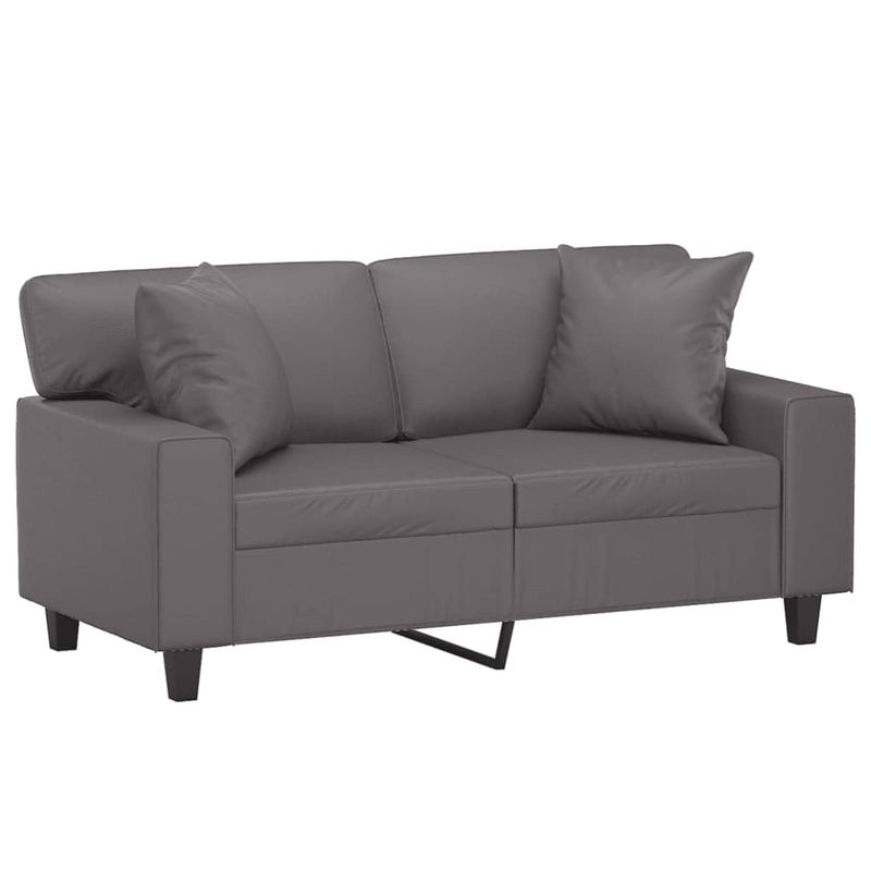 Casa si Gradina - Mobilier - Canapele si coltare - Canapele - Canapea cu 2 locuri cu pernute, gri, 120 cm, piele ecologica - Infinity.ro