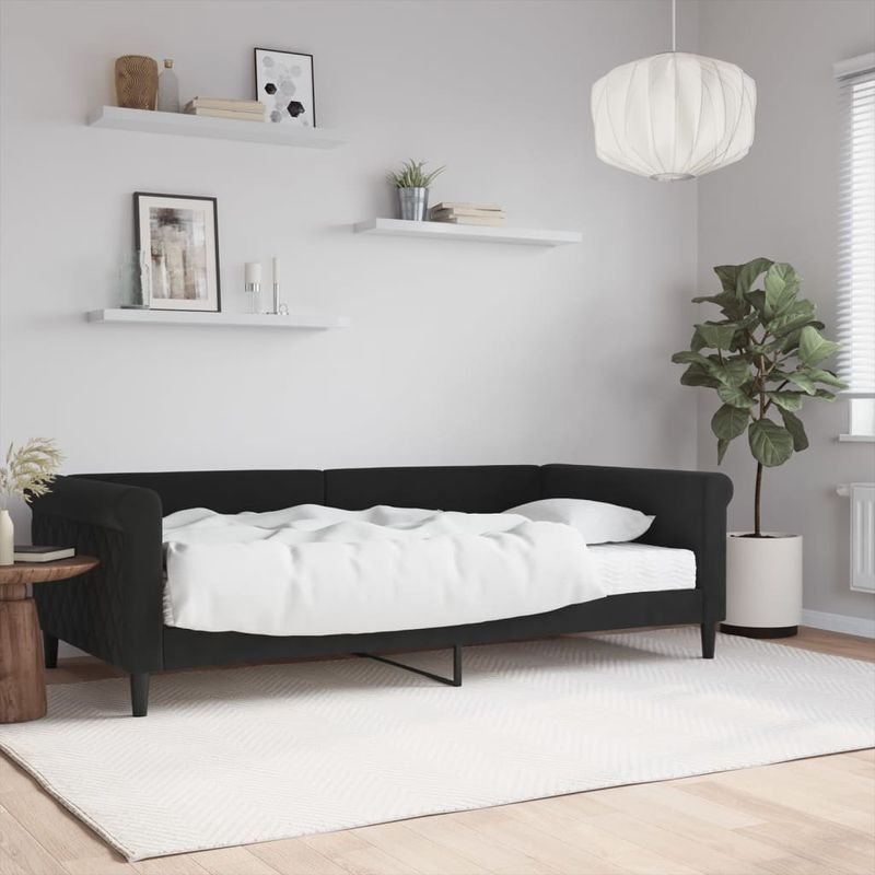 Casa si Gradina - Mobilier - Paturi si accesorii - Paturi - Pat de zi cu saltea, negru, 100x200 cm, catifea - Infinity.ro