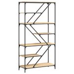 Casa si Gradina - Mobilier - Biblioteci si rafturi - Biblioteci - Raft de carti stejar sonoma 91x36x176 cm lemn prelucrat si otel - Infinity.ro