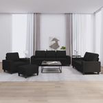 Casa si Gradina - Mobilier - Seturi de mobilier - Seturi living - Set de canapele, 4 piese, negru, material textil - Infinity.ro
