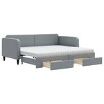 Casa si Gradina - Mobilier - Paturi si accesorii - Paturi - Pat de zi cu extensie si sertare, gri deschis, 90x200 cm textil - Infinity.ro